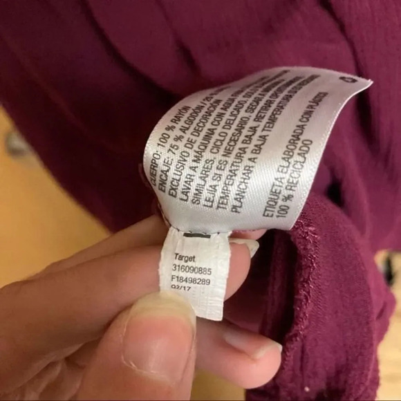 KNOX ROSE Tunic Dress Red Burgundy Embroidered Crochet Lace Extra Small XS - Picture 5 of 6